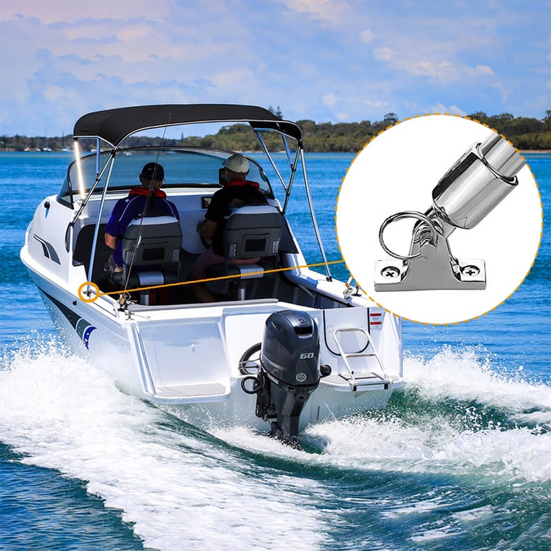 Amadget 4 Pack Bimini Top 90Â°Deck Hinge with Removable Pin, 316 Stainless Steel Marine Boat Hinge Mount Bimini Top Fitting Hardware - Image 5
